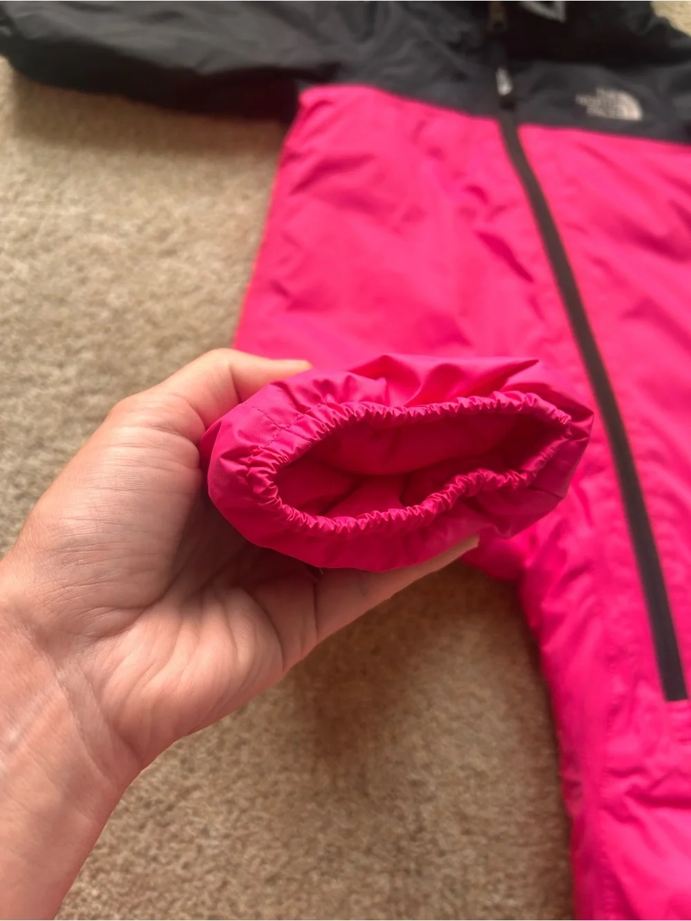 The North Face Hot Pink and Black Infant Jacket with Hood